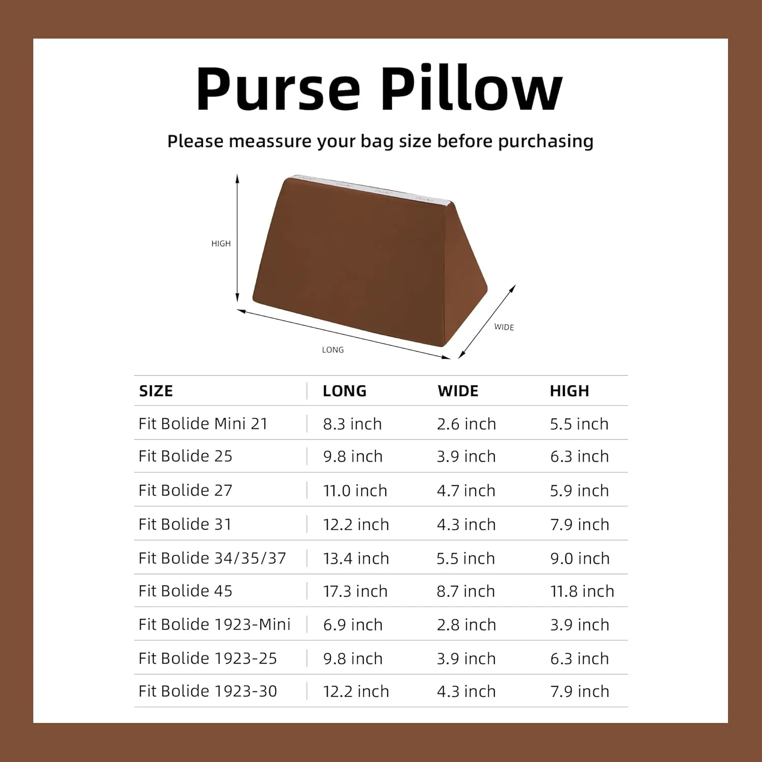 DGAZ Purse Pillow Shaper Insert for Bolide Bags, Silky Pillow Shaper for Luxury Handbags(Gold,1923 mini)