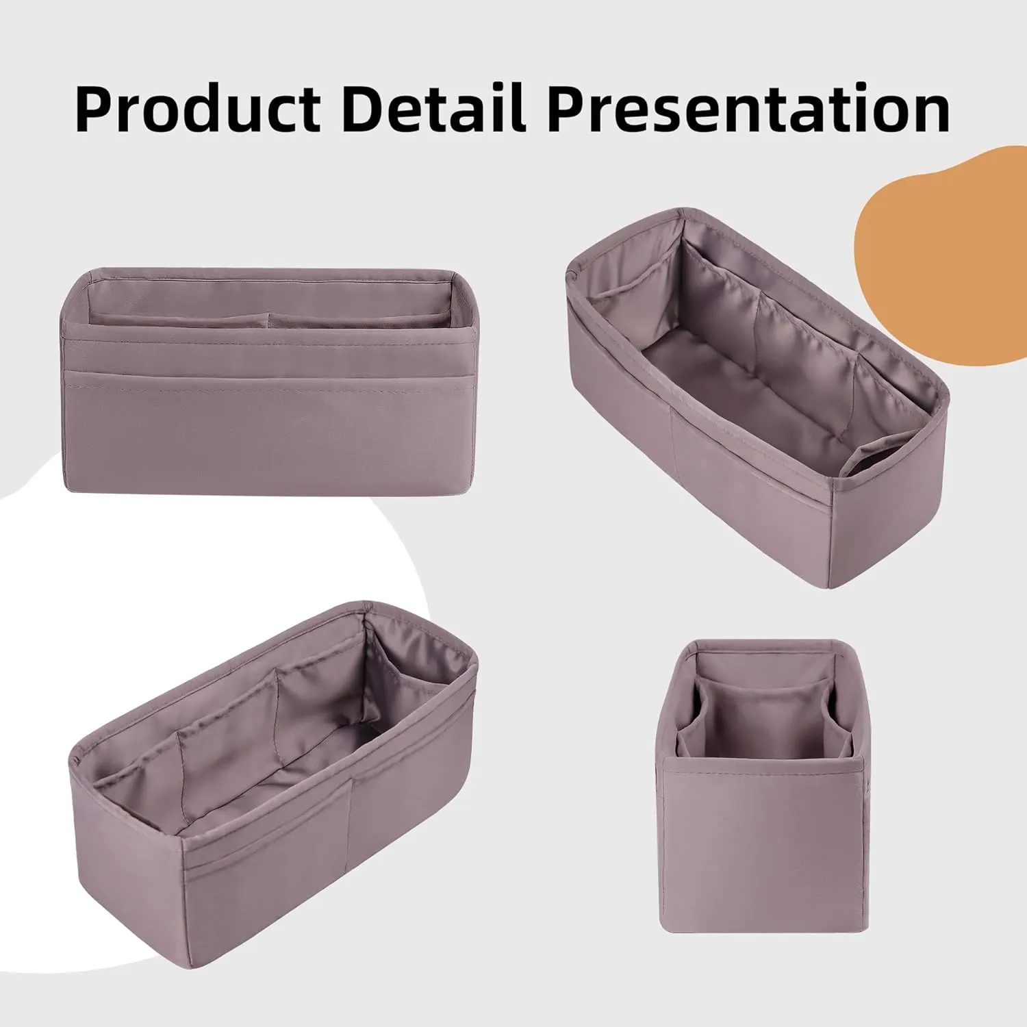 DGAZ Silky Purse Organizer Insert, Luxury Handbag & Tote Organizer, Simplicity bag organizer Fits Garden Party 30/36Bags（Konjac Purple，GP30）
