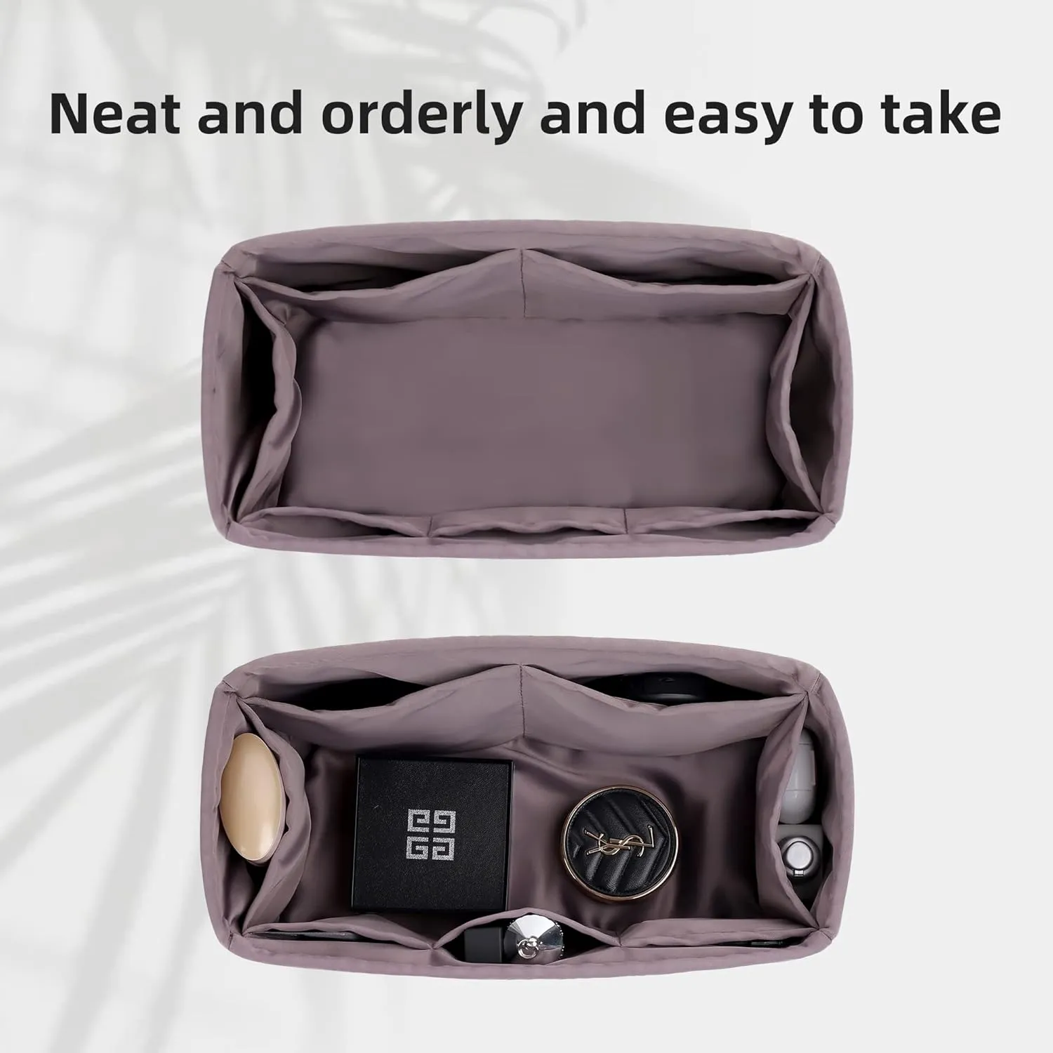 DGAZ Silky Purse Organizer Insert, Luxury Handbag & Tote Organizer, Simplicity bag organizer Fits Garden Party 30/36Bags（Konjac Purple，GP30）