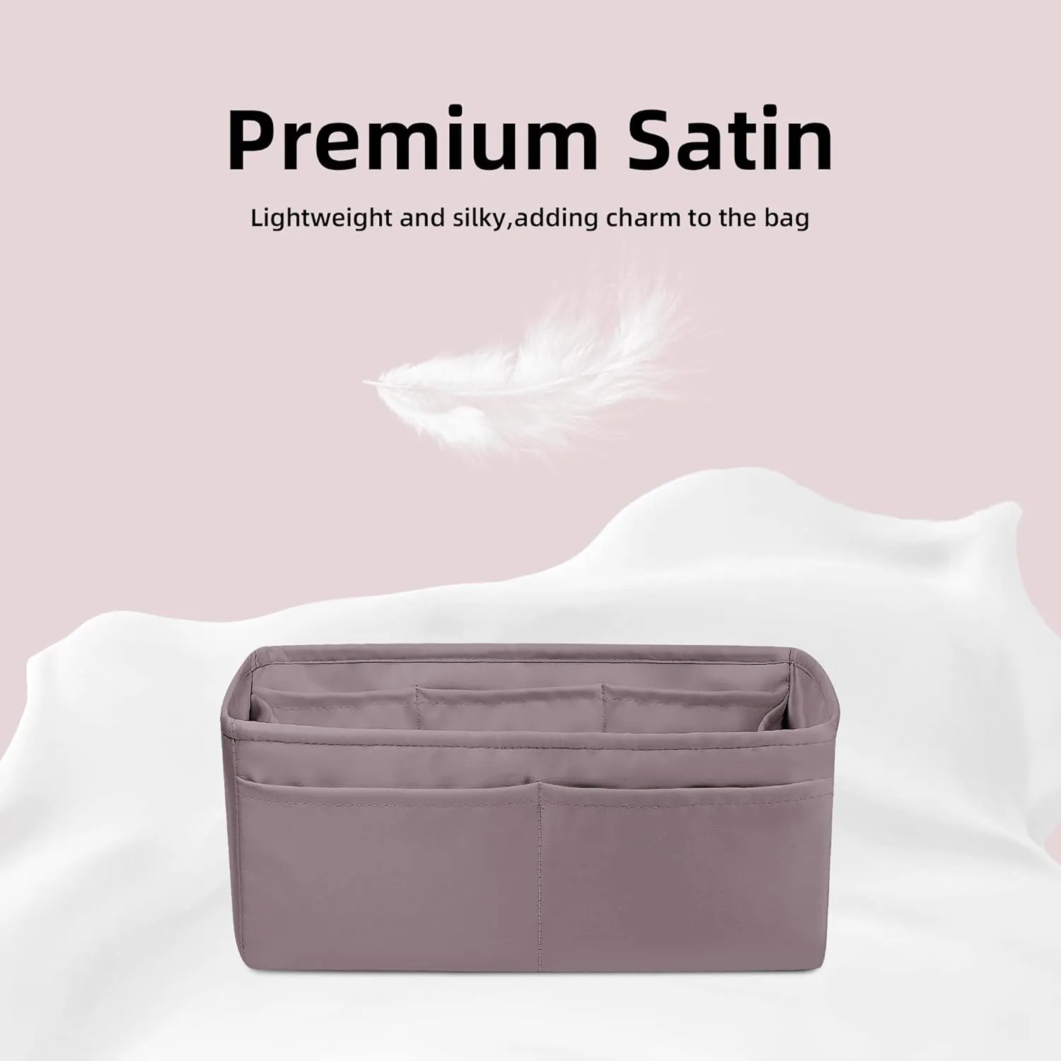 DGAZ Silky Purse Organizer Insert, Luxury Handbag & Tote Organizer, Simplicity bag organizer Fits Garden Party 30/36Bags（Konjac Purple，GP30）