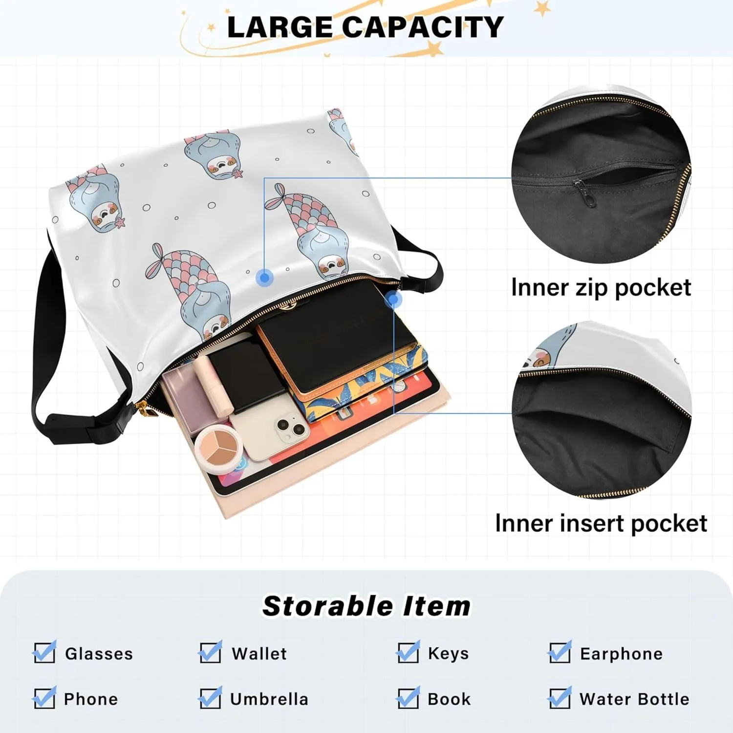 Dino Trex Roar Gray Hobo Women Handbag Leather Large Crossbody Purses Cartoon Animal Print Designer Shoulder Purse