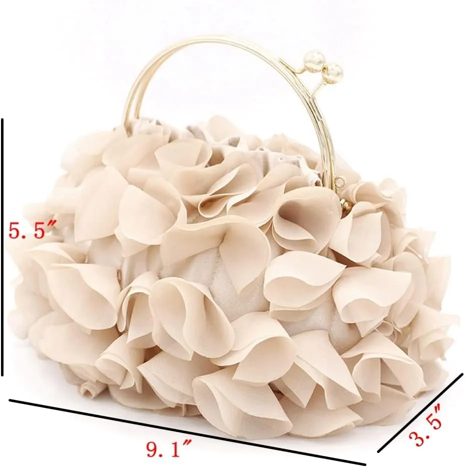 DJBM Floral Clutch Purses for Women Satin Clutch Evening Bag Party Prom Handbags Bride Purse