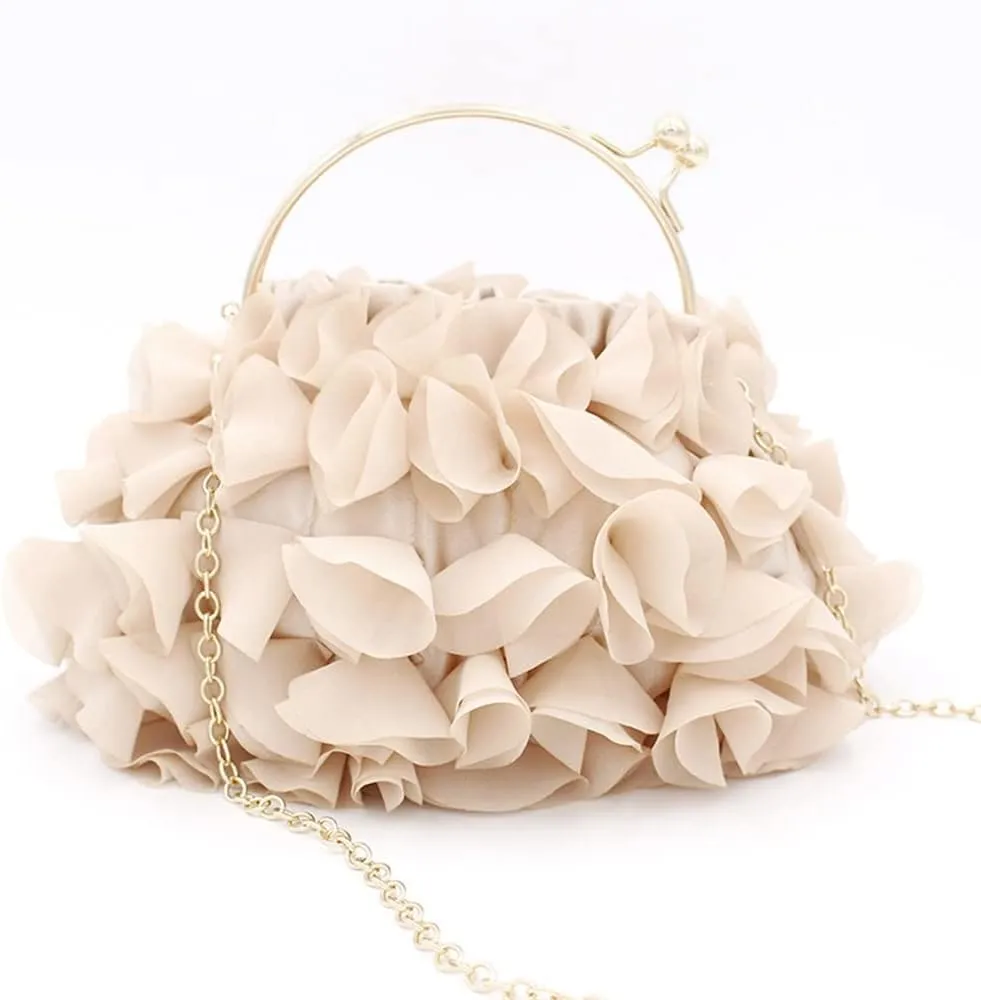 DJBM Floral Clutch Purses for Women Satin Clutch Evening Bag Party Prom Handbags Bride Purse