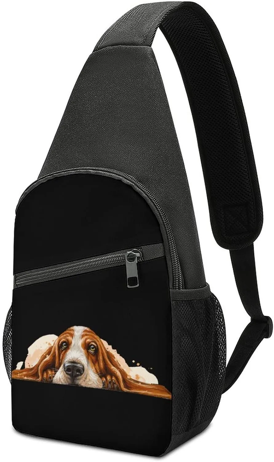 Dog Breed Basset Hound Crossbody Shoulder Bag Sling Backpack Travel Hiking Daypack Casual Chest Pack For Women Man One Size
