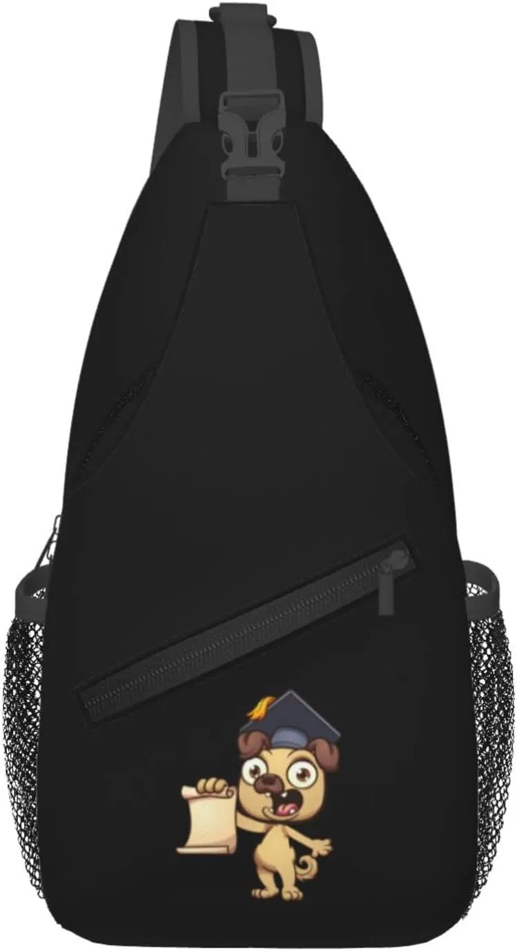 Dogs Wearing Graduation Hats Crossbody Bags For Women Men Chest Backpack Gym Shoulder Bag Travel Outdoor Sports Casual Crossbody Bags