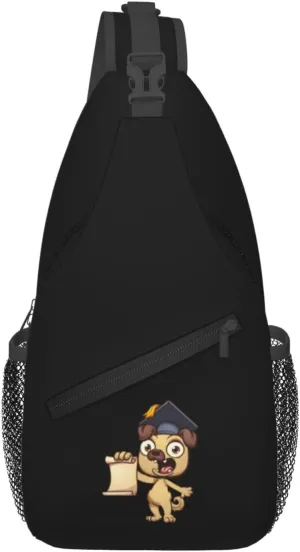 Dogs Wearing Graduation Hats Crossbody Bags For Women Men Chest Backpack Gym Shoulder Bag Travel Outdoor Sports Casual Crossbody Bags