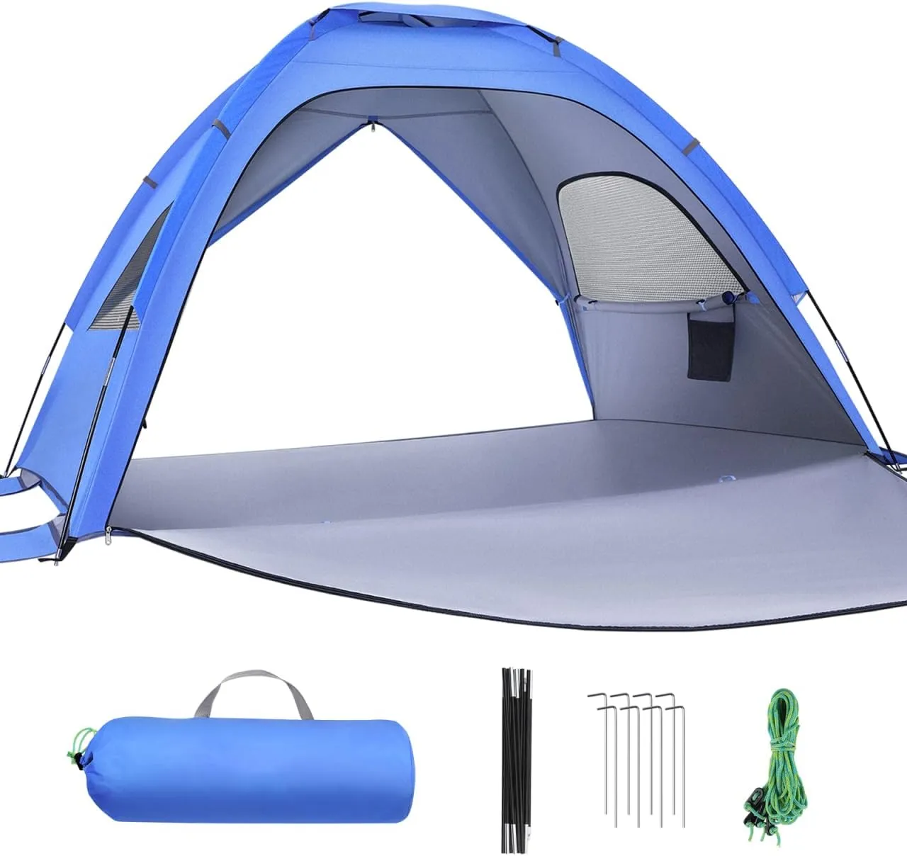 Double-Door Beach Tent Portable Family for Camping Hiking UPF Uv Lightweight Easy Setup Accommodates People Navy Color