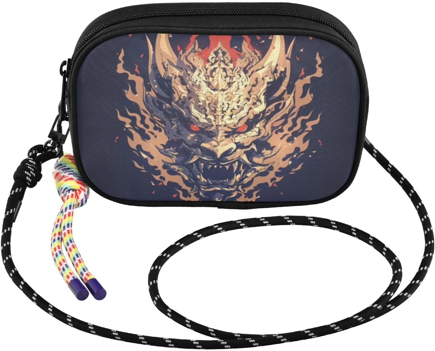 Dragon Head Chinese Crossbody Bags for Women Cell Phone Purses Women's Shoulder Handbag Wallet Purse with Rope Pendant