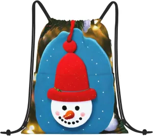 Drawstring Backpack for women,Versatile drawstring bag,Water-Resistant Cinch Bag,Gym sackpack-Christmas Carton Snowman