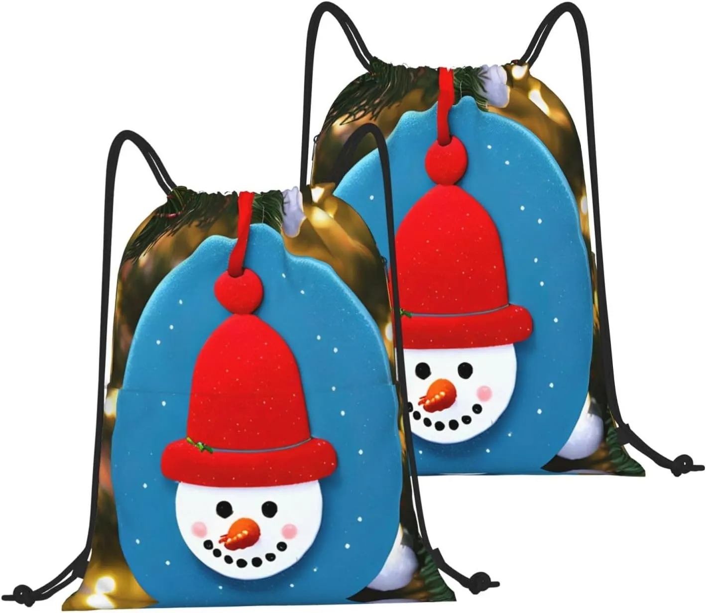 Drawstring Backpack for women,Versatile drawstring bag,Water-Resistant Cinch Bag,Gym sackpack-Christmas Carton Snowman