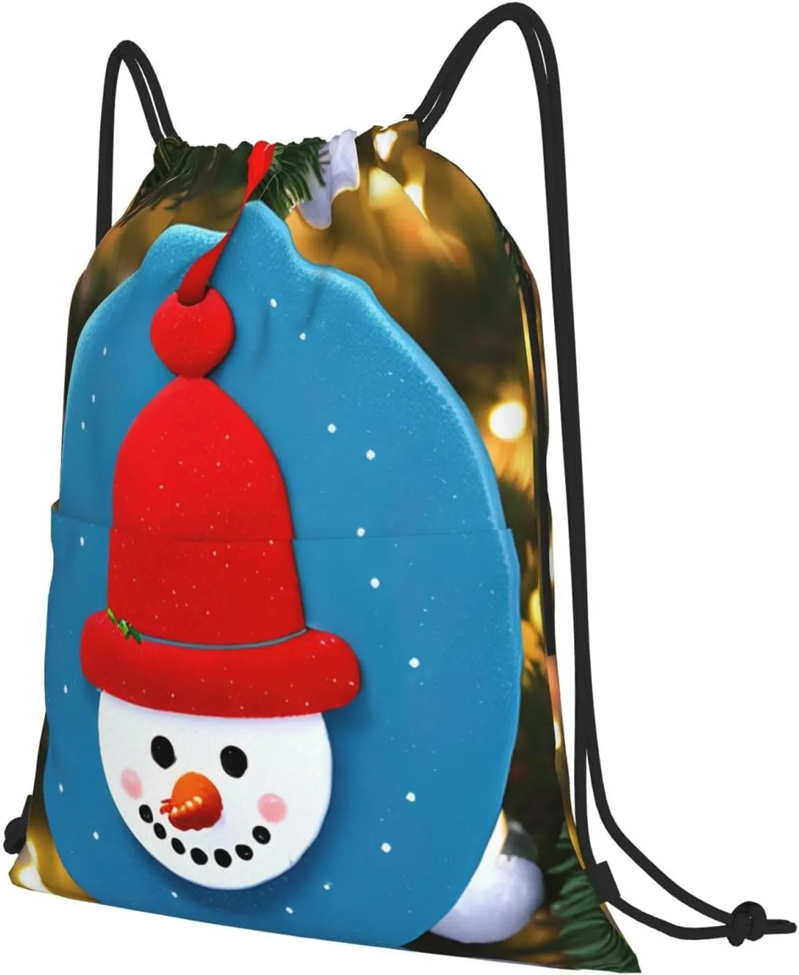 Drawstring Backpack for women,Versatile drawstring bag,Water-Resistant Cinch Bag,Gym sackpack-Christmas Carton Snowman