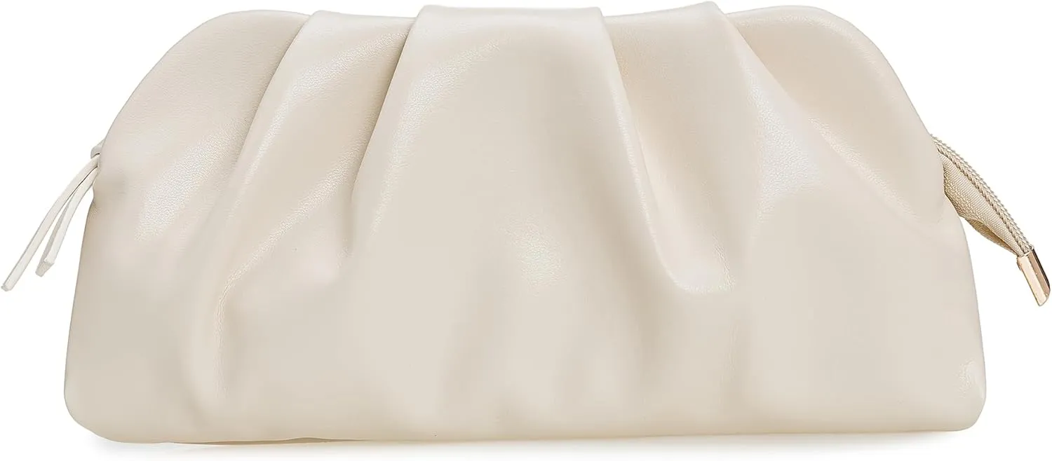 Dressy PU Clutch Purse for Women Formal Soft Pleated Vegan Leather Evening Bag for Wedding/Prom/Cocktail Party