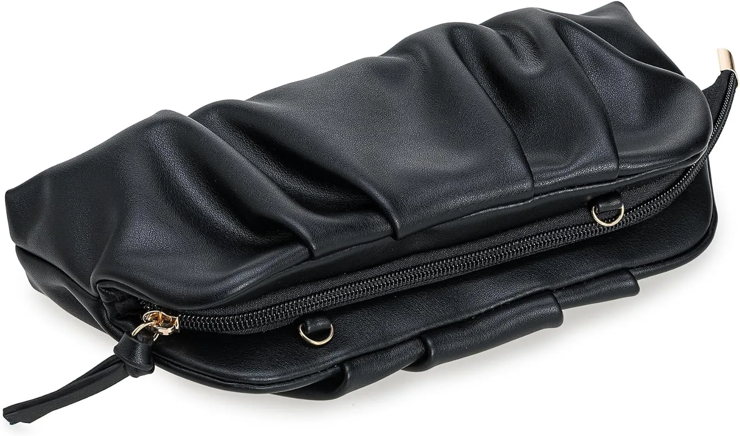 Dressy PU Clutch Purse for Women Formal Soft Pleated Vegan Leather Evening Bag for Wedding/Prom/Cocktail Party