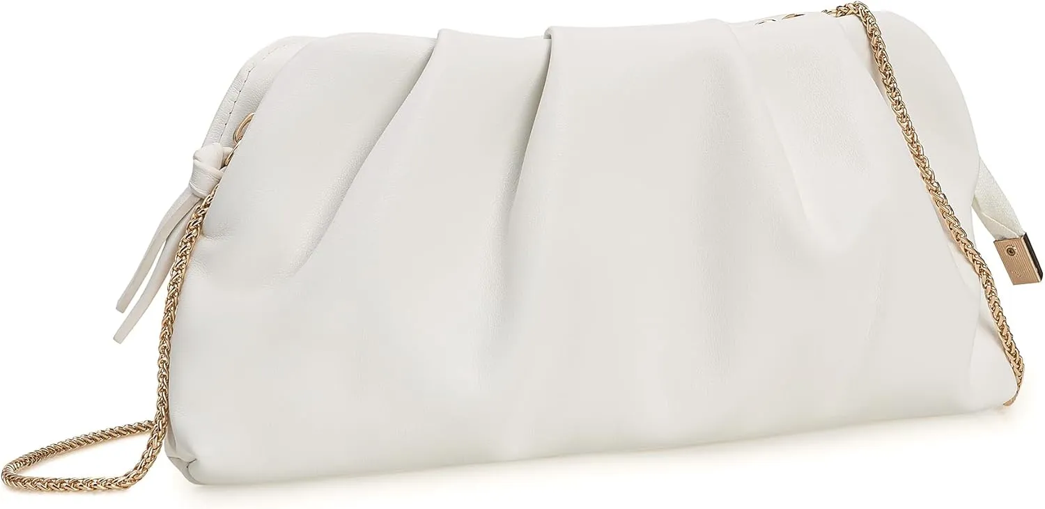 Dressy PU Clutch Purse for Women Formal Soft Pleated Vegan Leather Evening Bag for Wedding/Prom/Cocktail Party
