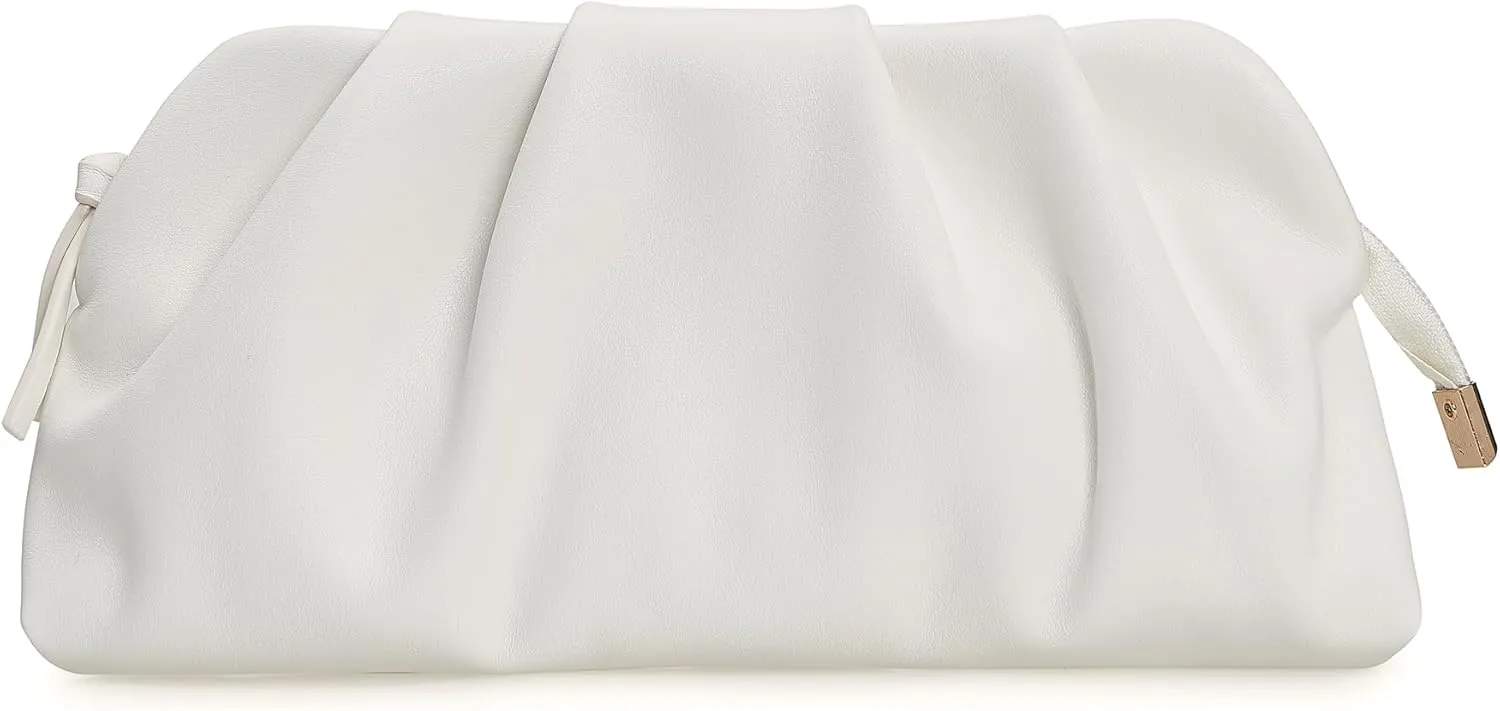 Dressy PU Clutch Purse for Women Formal Soft Pleated Vegan Leather Evening Bag for Wedding/Prom/Cocktail Party