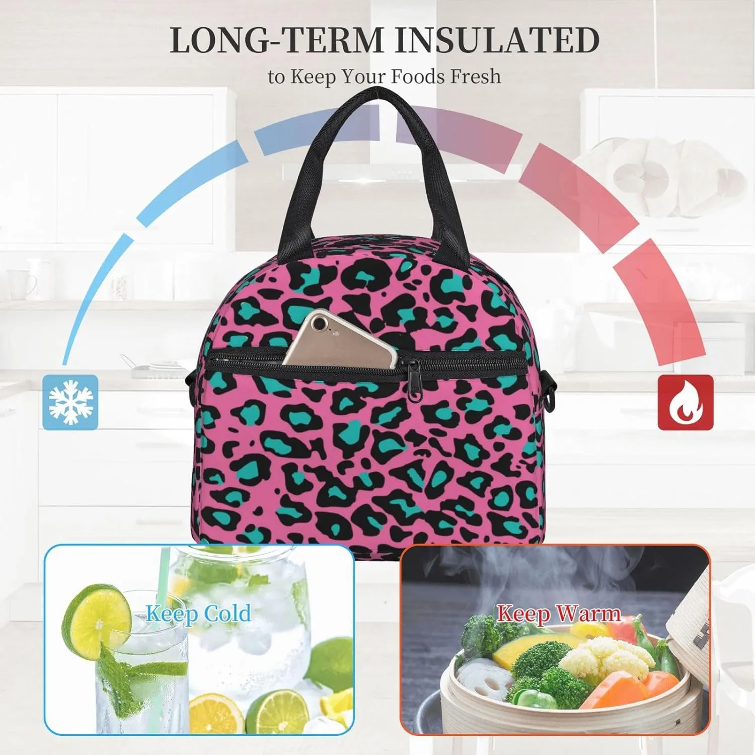Dutch Windmill,Insulated Reusable Lunch Bag Adult Large Lunch Box for Women and Men,Spring Flowers with Dutch Windmill,Adjustable Shoulder Strap,Front Zipper Pocket,Multicolor