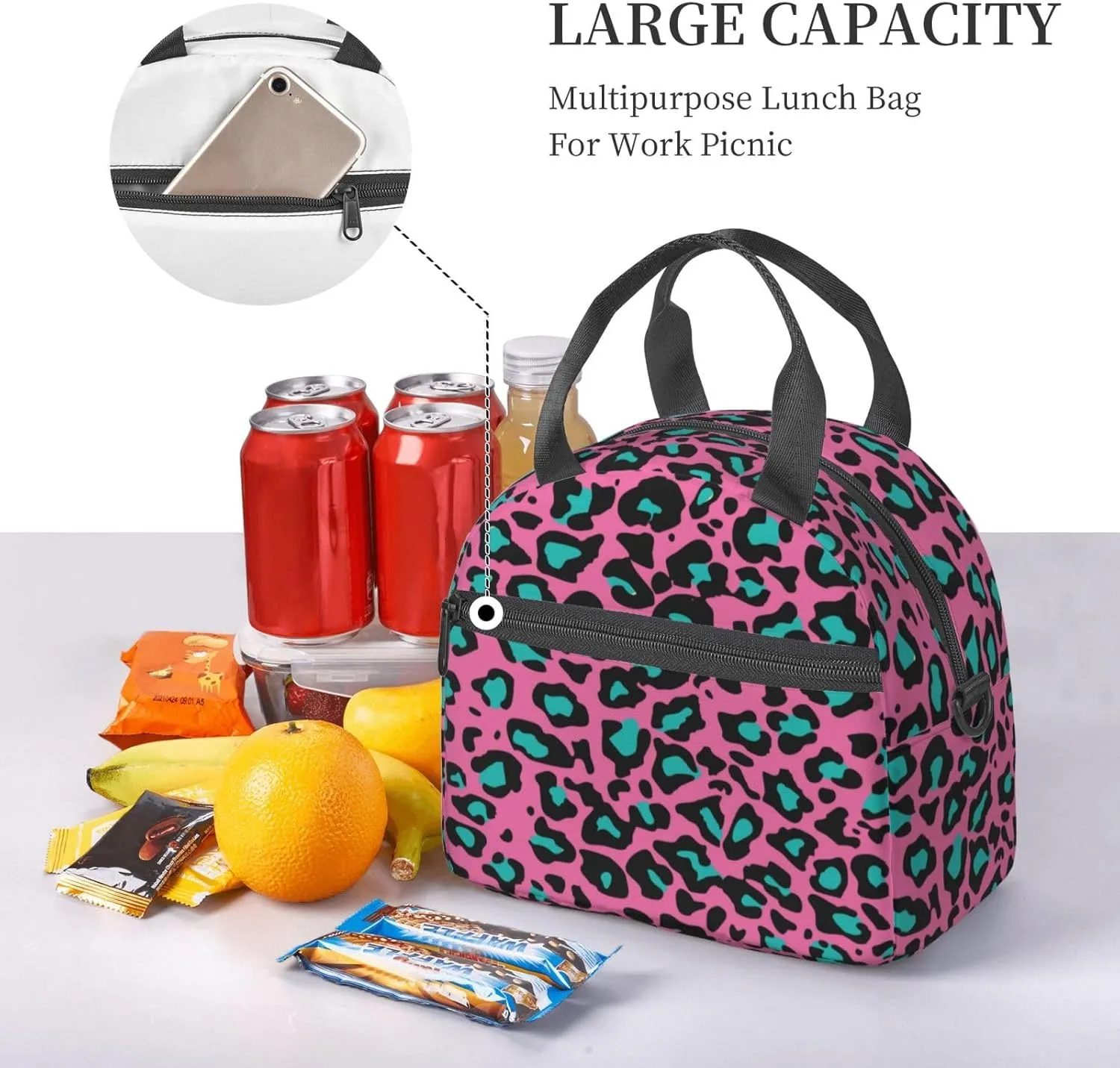 Dutch Windmill,Insulated Reusable Lunch Bag Adult Large Lunch Box for Women and Men,Spring Flowers with Dutch Windmill,Adjustable Shoulder Strap,Front Zipper Pocket,Multicolor