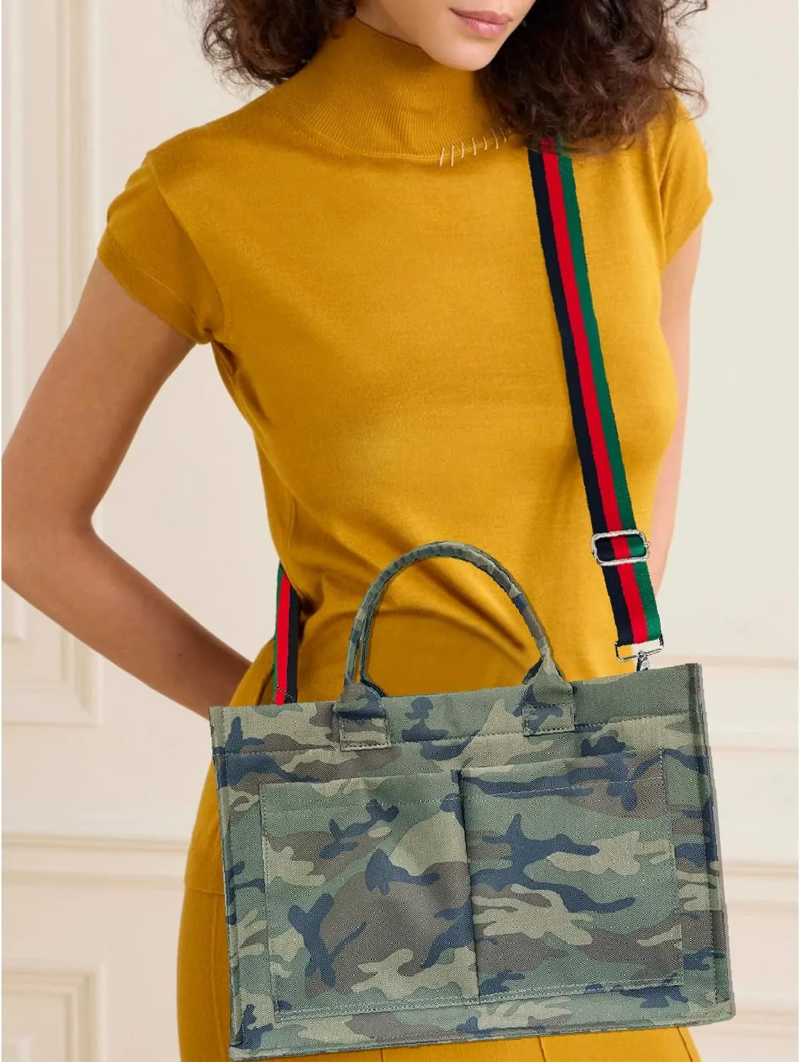 Dyalsa Tote Bags for Women, Canvas Handbag Tote Purse Crossbody Bags with Zip Medium Shoulder Bags for Work and Travel