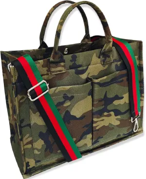 Dyalsa Tote Bags for Women, Canvas Handbag Tote Purse Crossbody Bags with Zip Medium Shoulder Bags for Work and Travel