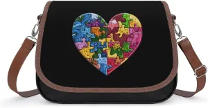 Earth Puzzle Heart Fashion Crossbody Bags Purses for Women Funny Printing Shoulder Handbags Bag