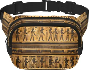 Egypt Hieroglyphics Print Waist Purse Square Double Layer Waist Bag Unisex Workout Crossbody Designer Bag