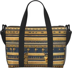 Egyptian Pharaonic Frescoes Travel Duffel Bag Tote Carry On Luggage Bag Water Resistant Weekender Overnight Bags For Foldable