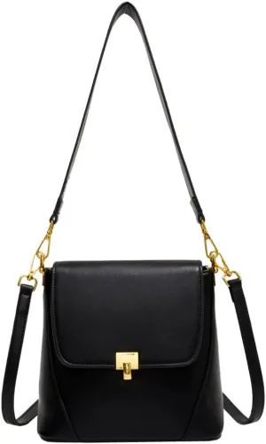 Elegant Crossbody Shoulder Bag with Gold Hardware, Adjustable Strap,Vertical Underarm Bag