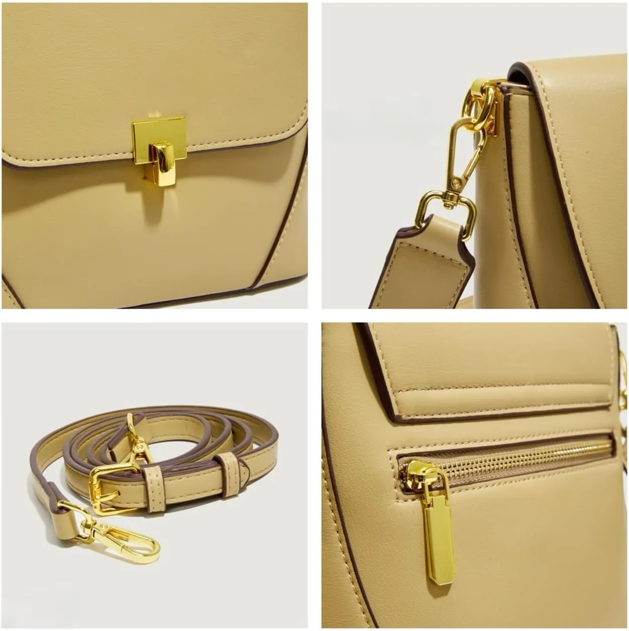 Elegant Crossbody Shoulder Bag with Gold Hardware, Adjustable Strap,Vertical Underarm Bag