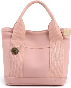 Ellniges]【British Style Canvas Handbag Women's Structured Square Tote | 5 Compartments Shopping Bag | Breathable Unlined Design for Commuting/Leisure | Lightweight Crossbody Purse Organizer