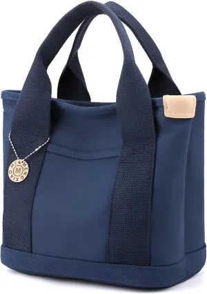 Ellniges]【British Style Canvas Handbag Women's Structured Square Tote | 5 Compartments Shopping Bag | Breathable Unlined Design for Commuting/Leisure | Lightweight Crossbody Purse Organizer