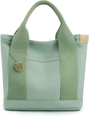 Ellniges]【British Style Canvas Handbag Women's Structured Square Tote | 5 Compartments Shopping Bag | Breathable Unlined Design for Commuting/Leisure | Lightweight Crossbody Purse Organizer