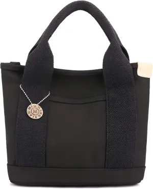 Ellniges]【British Style Canvas Handbag Women's Structured Square Tote | 5 Compartments Shopping Bag | Breathable Unlined Design for Commuting/Leisure | Lightweight Crossbody Purse Organizer