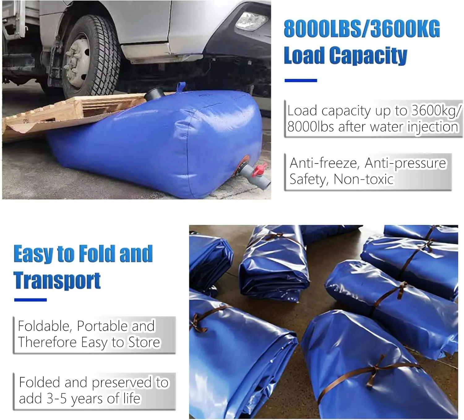 Emergency Water Tank Water Bag Bath Tub Water Bladder Tanks Agricultural Irrigation/Campervan Pickup Truck/Camping Trailer, Portable Soft Emergency Water Storage, for Emergency Water Storage/