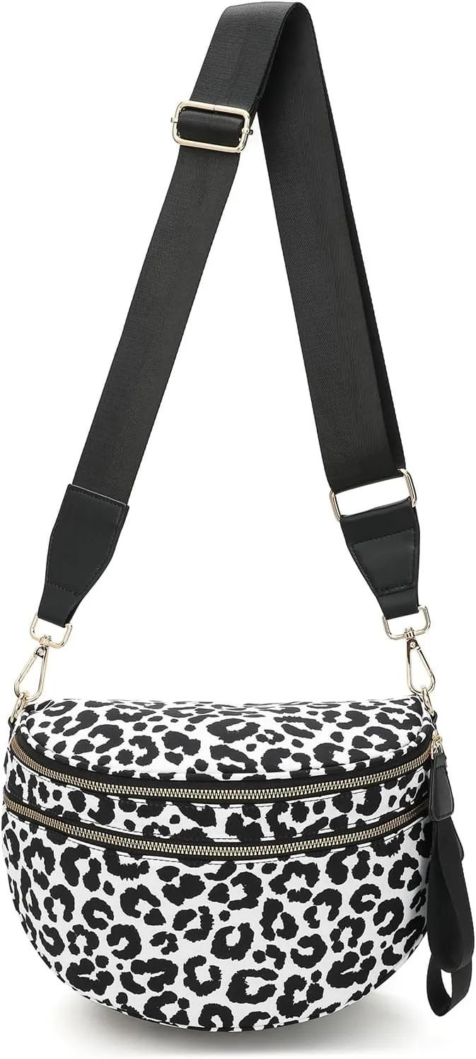 Emmafy Crossbody Bag for Women 2025–Trendy Checkered Purse with Adjustable Strap, Water-Resistant Nylon, Spacious Fanny Pack