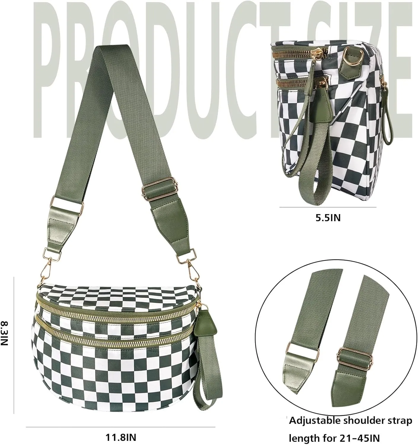 Emmafy Crossbody Bags For Women–Go Free The Roomiest Crossbody,Trendy Checkered Purse With Adjustable Strap,Water-Resistant