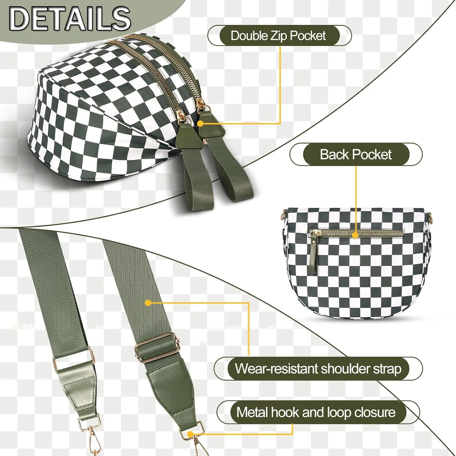 Emmafy Crossbody Bags For Women–Go Free The Roomiest Crossbody,Trendy Checkered Purse With Adjustable Strap,Water-Resistant