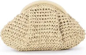 Emprier Dumpling Straw Clutch Purse for Women Cloud Purse Crossbody Shoulder Handbag Summer Beach Woven Bag