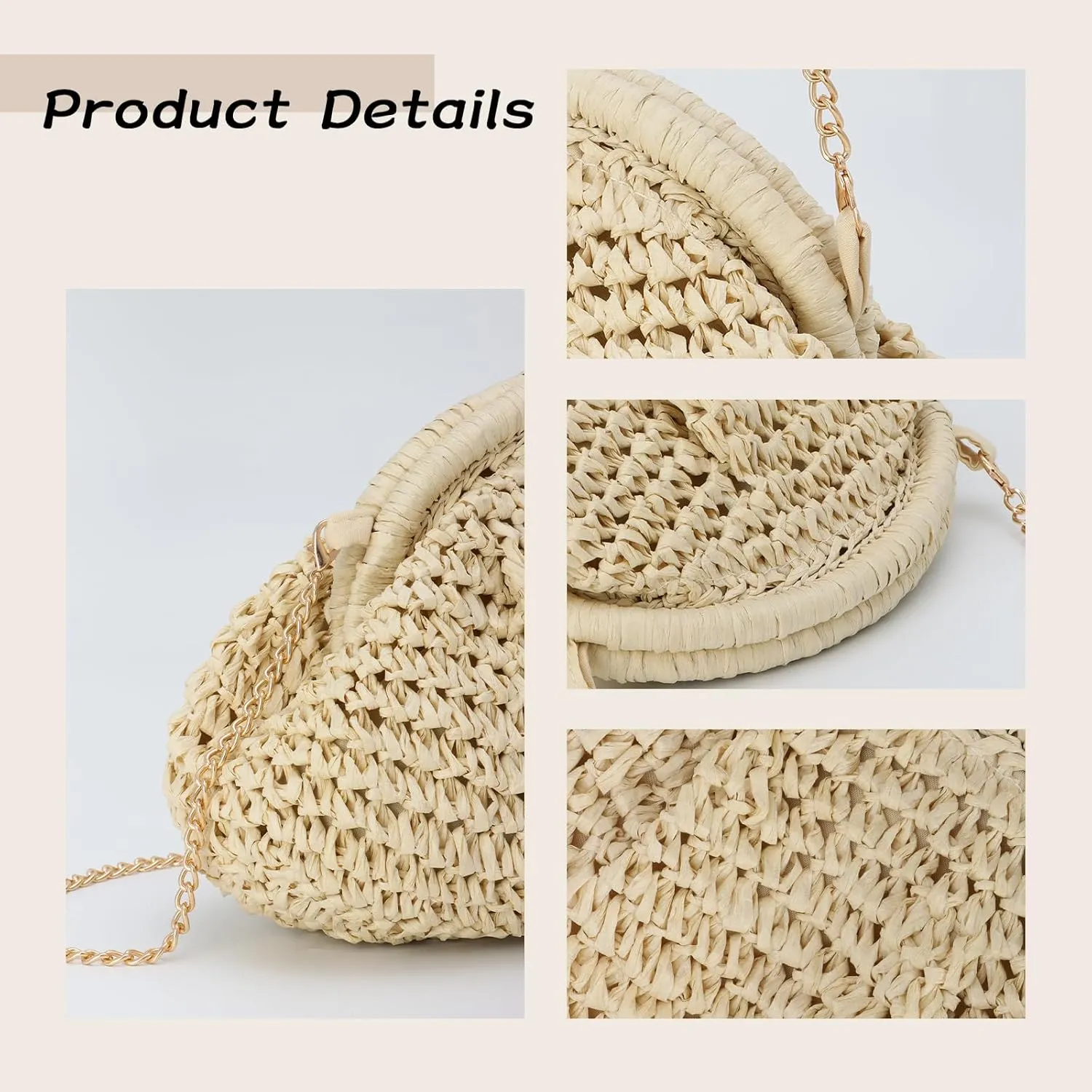 Emprier Dumpling Straw Clutch Purse for Women Cloud Purse Crossbody Shoulder Handbag Summer Beach Woven Bag