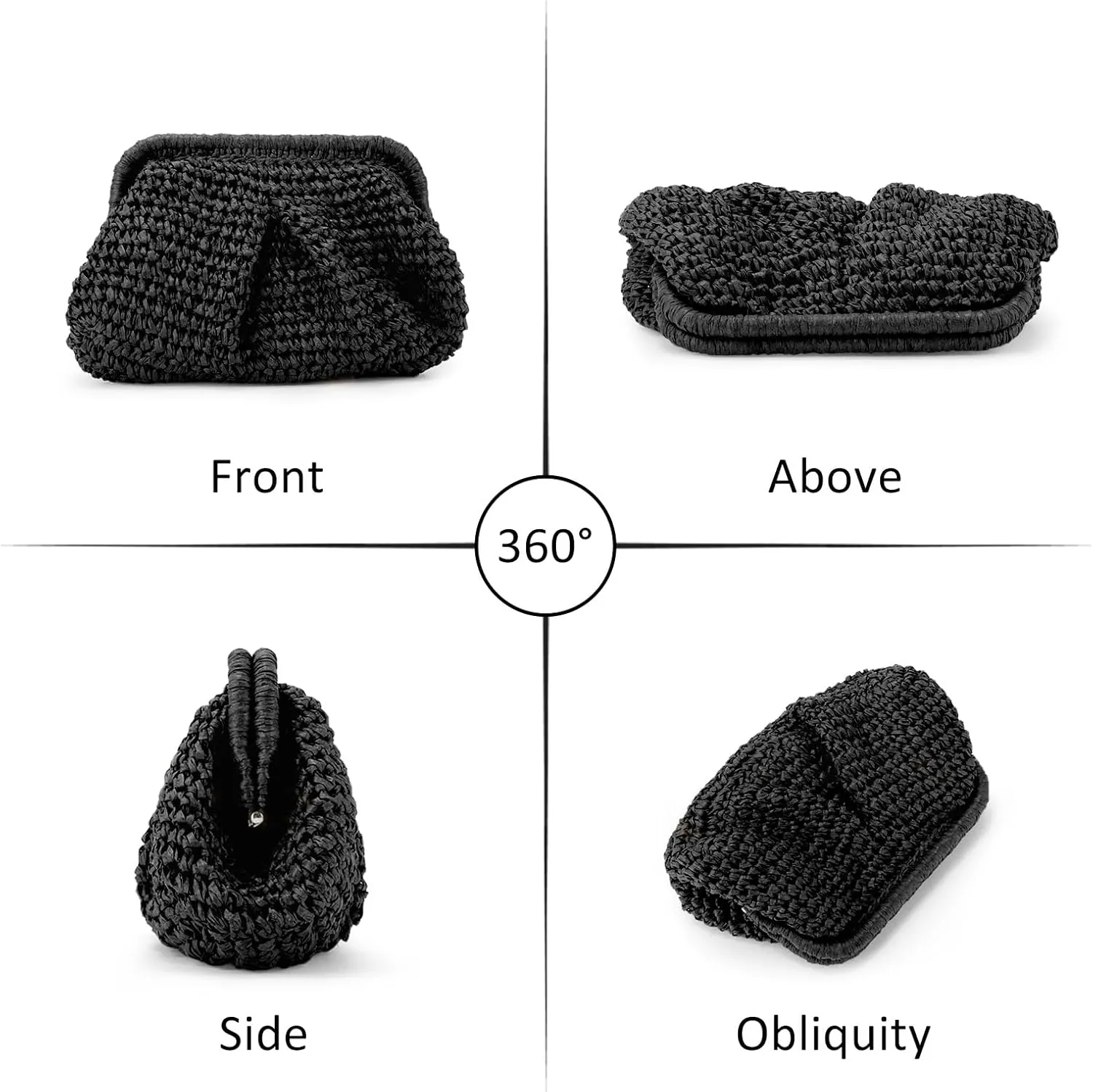 Emprier Straw Clutch Purse for Women Cloud Dumpling Pouch Straw Crossbody Shoulder Handbag Summer Beach Woven Bag
