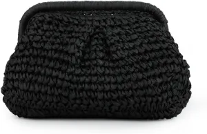 Emprier Straw Clutch Purse for Women Cloud Dumpling Pouch Straw Crossbody Shoulder Handbag Summer Beach Woven Bag