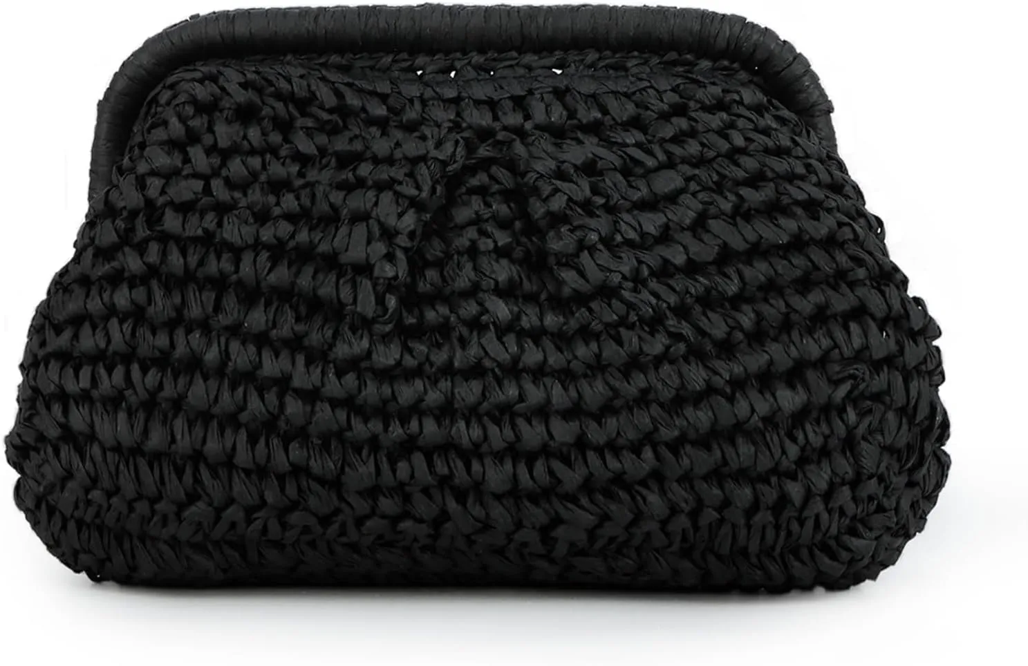 Emprier Straw Clutch Purse for Women Cloud Dumpling Pouch Straw Crossbody Shoulder Handbag Summer Beach Woven Bag