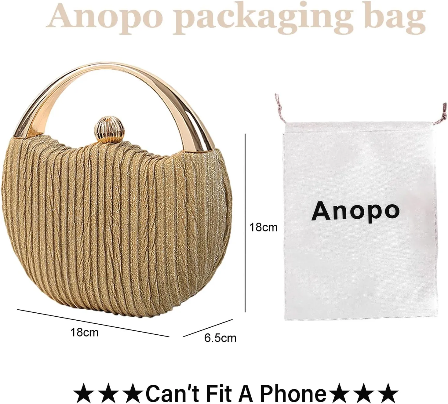 Evening Bag Clutch Purses Pleated Round Hard shell Crossbody Handbag with Chain Strap for Women Wedding Party Formal