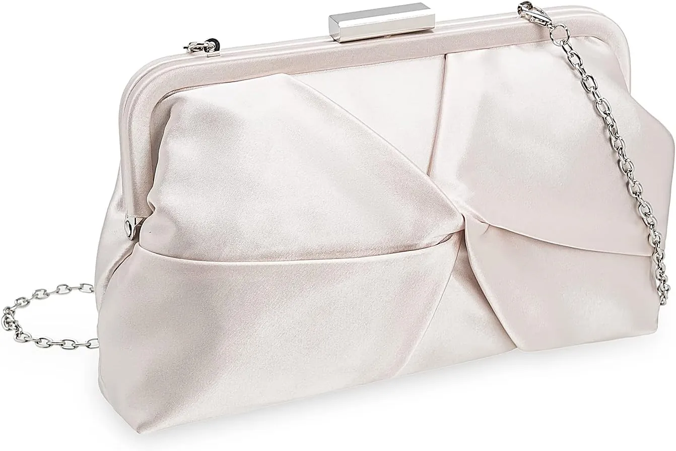 Evening Bag for Women Formal Clutch Elegant Frame Satin Cocktail Prom Wedding Party Purse