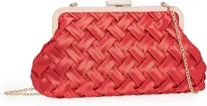 Evening Bag Women Small Dressy Clutch Handbag Braided Satin Formal Purse for Wedding/Prom/Black tie Party