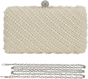 Evening Clutch Bag for Women Handmade Pearl Clutch Wallet Purse Bag Wedding Bridal Handbag