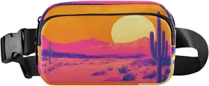 Fanny Pack-Art Cactus Sun Water Resistant Crossbody Waist Bag with Adjustable Belt for Hiking Traveling Running 8×5.3×1.6 inches