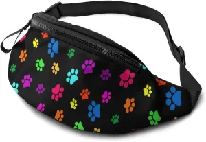 Fanny Pack for Women or Men,Colorful Dog Cat Paw Print Waist Bag Adjustable Belt Waist Pack for Travel Sports Running Hiking Cycling Multicolor431 One Size one size