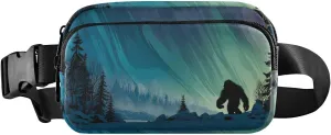 Fanny Pack-Winter Sasquatch Water Resistant Crossbody Waist Bag with Adjustable Belt for Hiking Traveling Running 8×5.3×1.6 inches