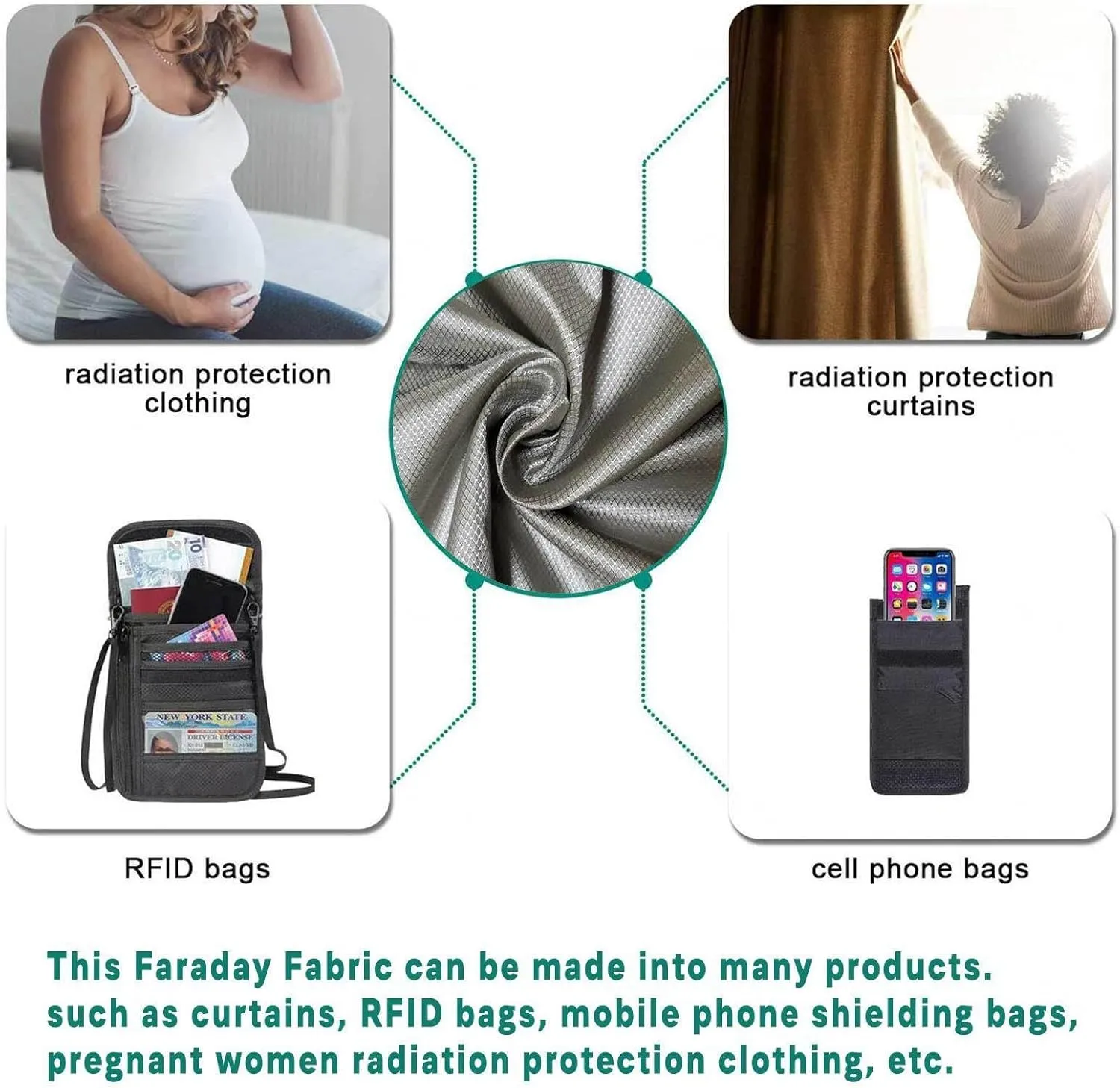 Faraday Cloth EMP Proof Faraday Fabric EMP Cloth Faraday Bags EMP Proof Conductive Material Cover for WiFi, Cell, Bluetooth, RFID, Shields RF,gold-10x1.1m