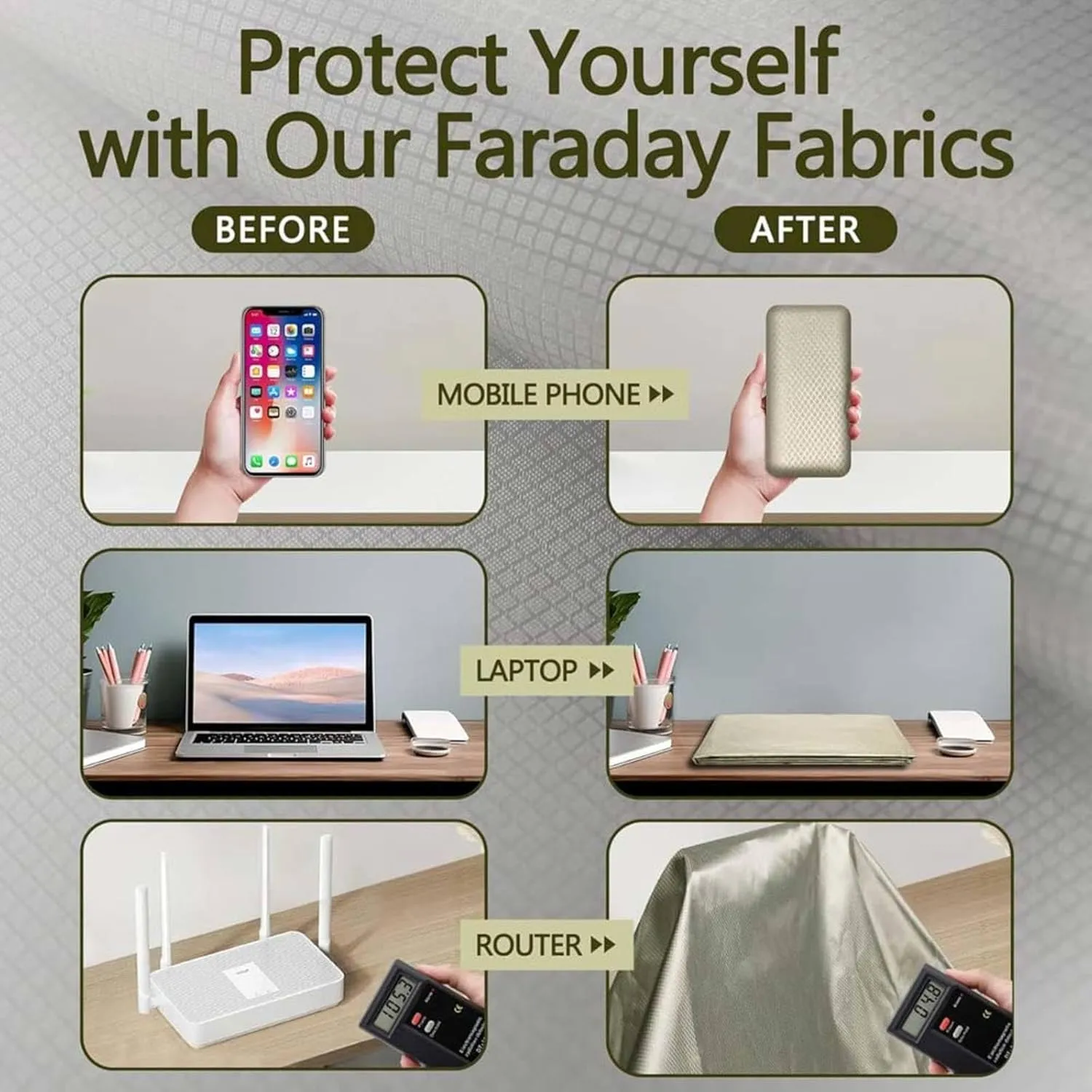 Faraday Fabric Proof Military Grade Faraday Cloth Faraday Bags EMP Proof Faraday Cage Radiation-Proof Clothes EMF Blanket Cloth Radiation Protection Clothes,gold-9x1.1m